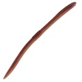 Straight 96 mm earthworm lure with a two-tone brown ribbed body and tapered ends