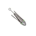 Suckerme 3oz Breakaway Sinker with silver lead body, wire prongs and green glow beads on a white background