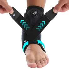 Universal Fit Ankle Brace Adsports Black & Blue Dial-Adjustable Support with Compression Straps