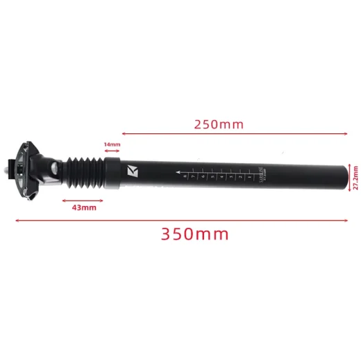 27.2 mm suspension post dimensions showing 350 mm total length and 250 mm lower tube measurement