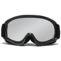 Front view of black kids ski goggles with a wide grey-tint polycarbonate lens