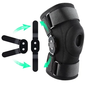 Hinged Knee Brace with Steel Side Plates and Adjustable Straps (2XL)