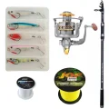 3.6m Surf Casting Combo with 5000 Reel 5 Suckerme 40g Lures Braid and Leader