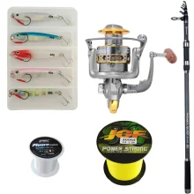 4.2m Surf Casting Combo with AS7000 Reel, 5 Suckerme 40g Lures, Braid and Leader