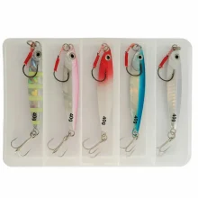 40g Jig Lures Set 5-Piece 8.5cm Metal Coastal Fishing Lures with Tackle Box